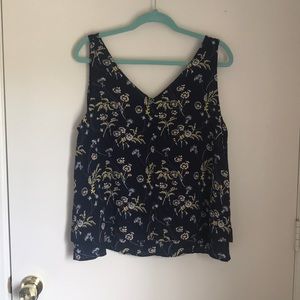 NWOT - Loft navy floral top, size L